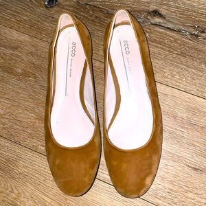 ECCO Size 9 Ballerina Flat Anine brown Suede Leather Shoe Slip On Comfort Danish